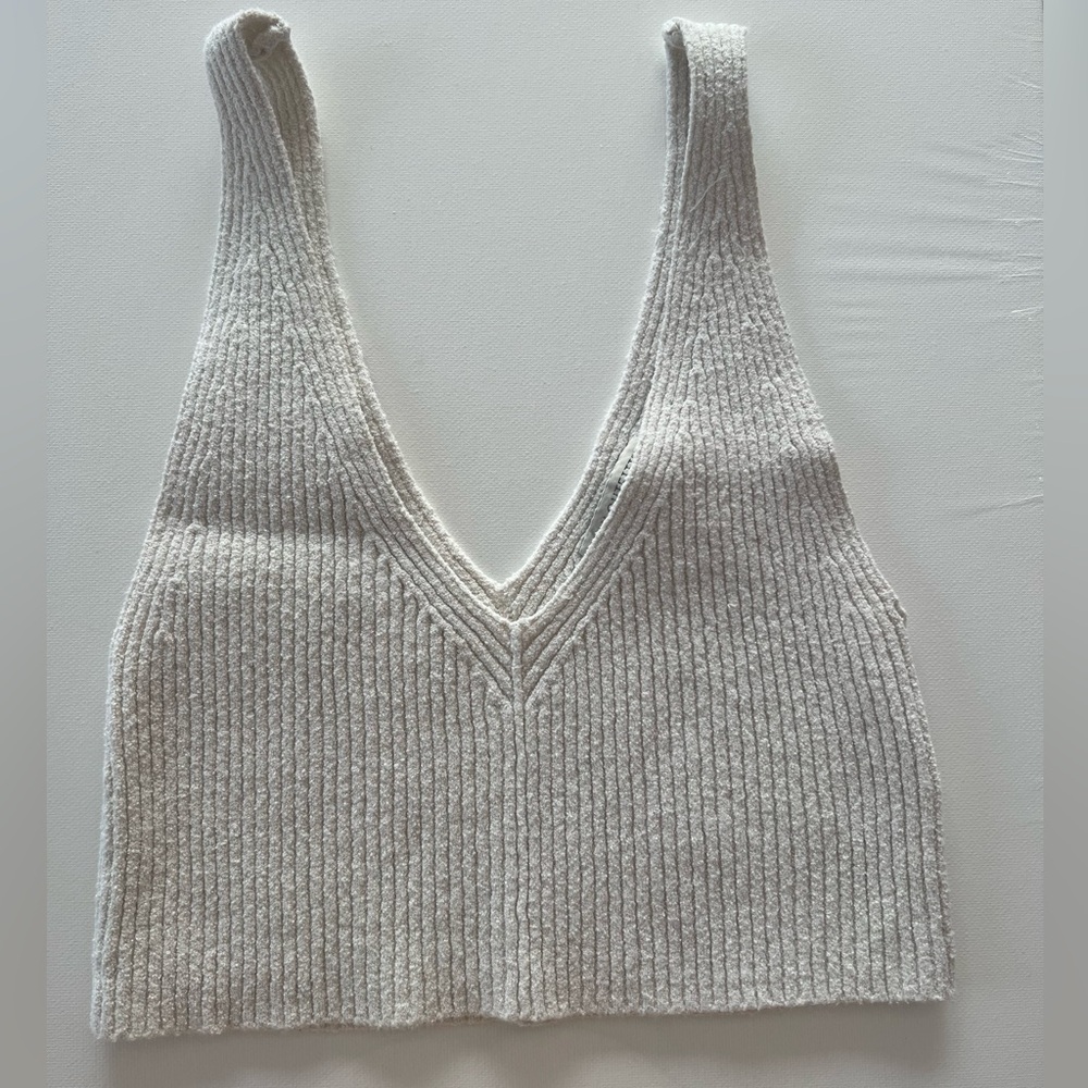 Urban Outfitters Ribbed Knit Top in Cream